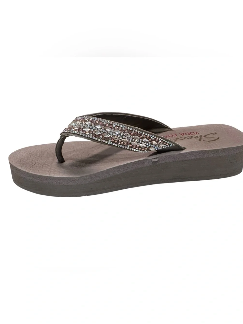Skechers Women's Cali Vinyasa Wedge Flip Flops Sandals Shoes Tan Size 8.5